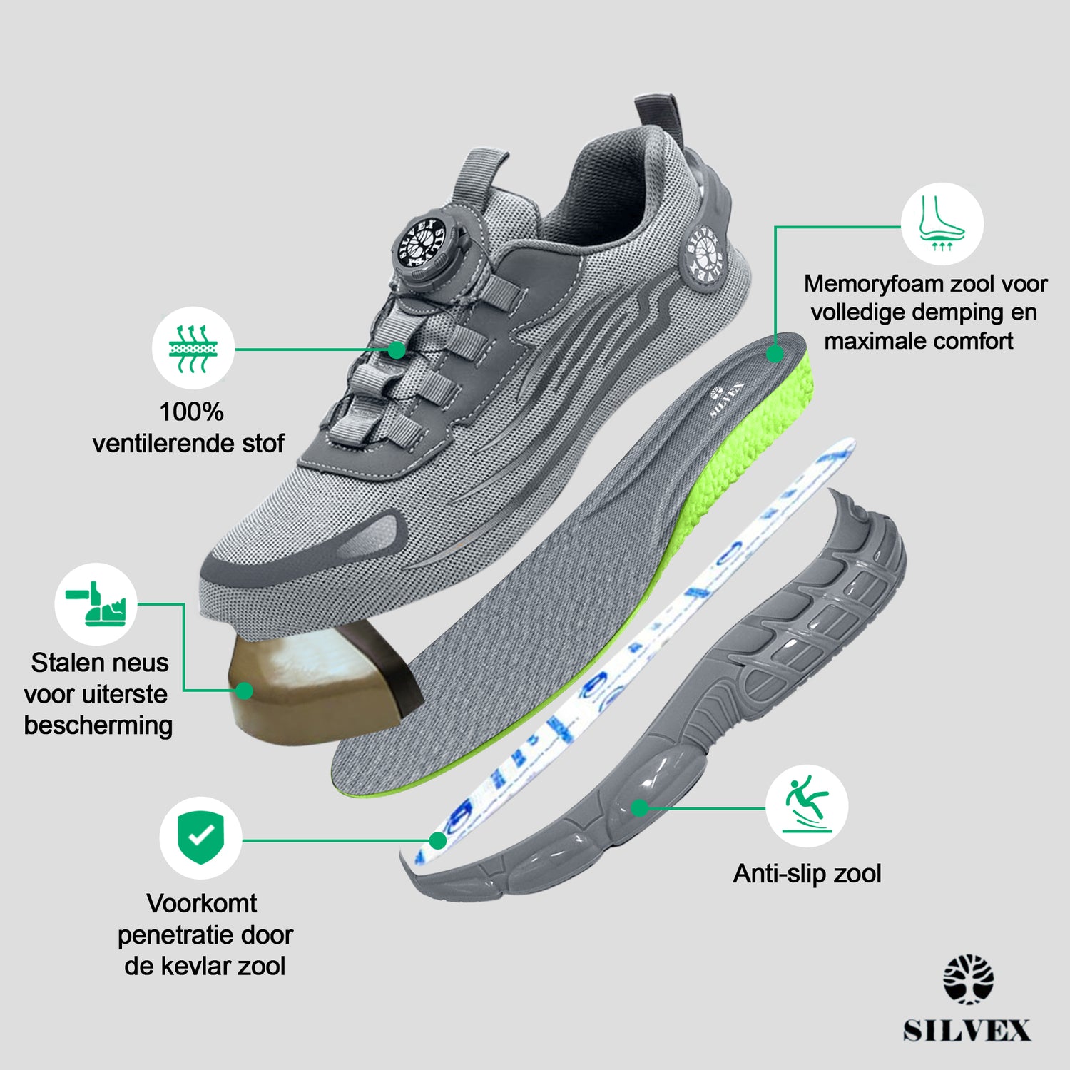 Silvex® Cloudwalk Pijnverlichtende Veiligheidssneakers